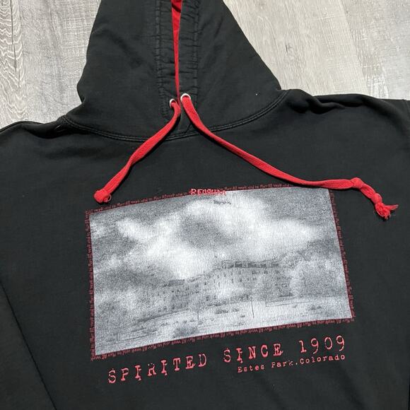 VTG The Shining Movie Stanley Hotel REDRUM Horror Hoodie Estes Park Colorado L - Picture 3 of 5